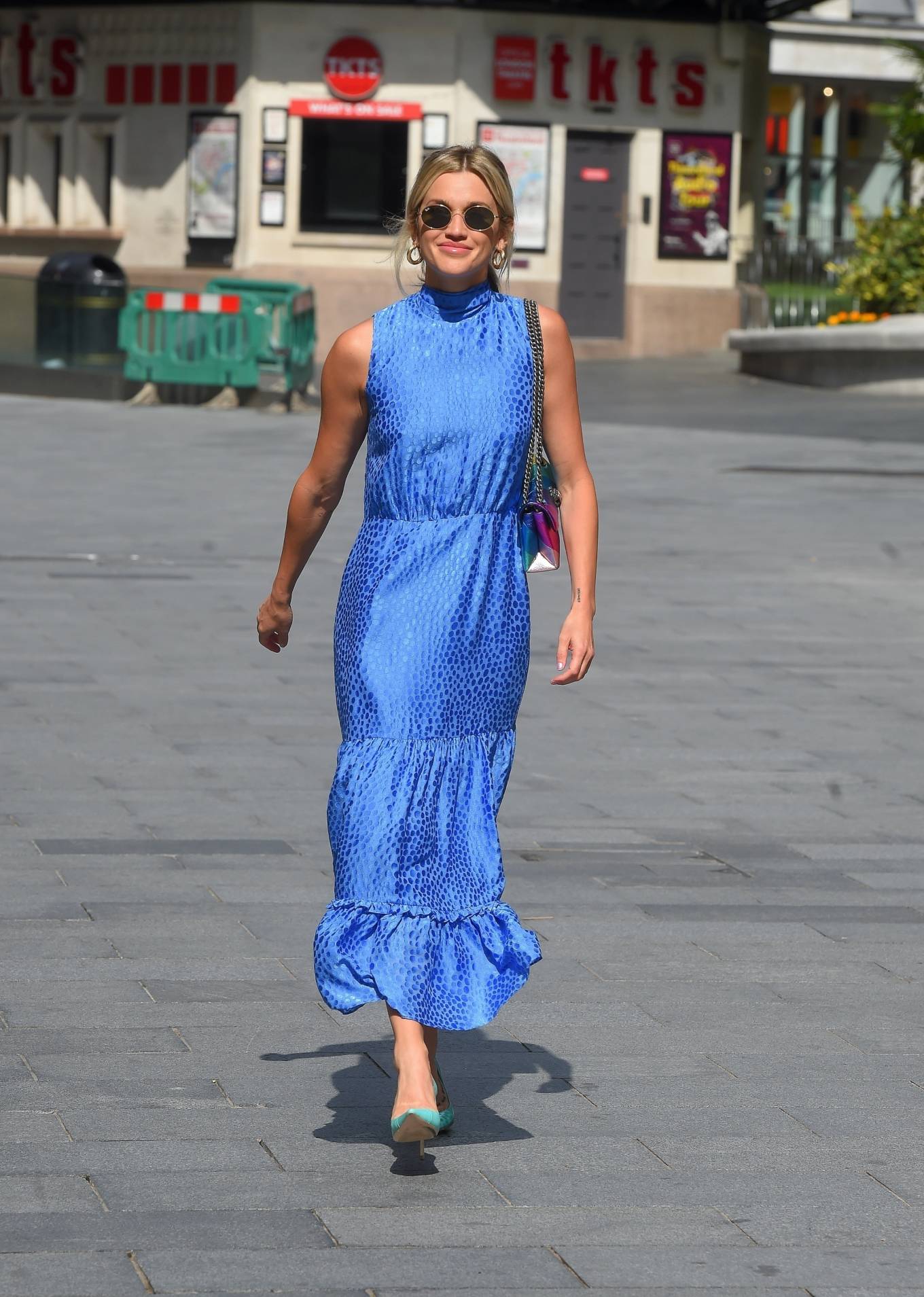 Ashley Roberts 2020 : Ashley Roberts – Wearing a flowing blue dress while leaving Heart Radio in London-25
