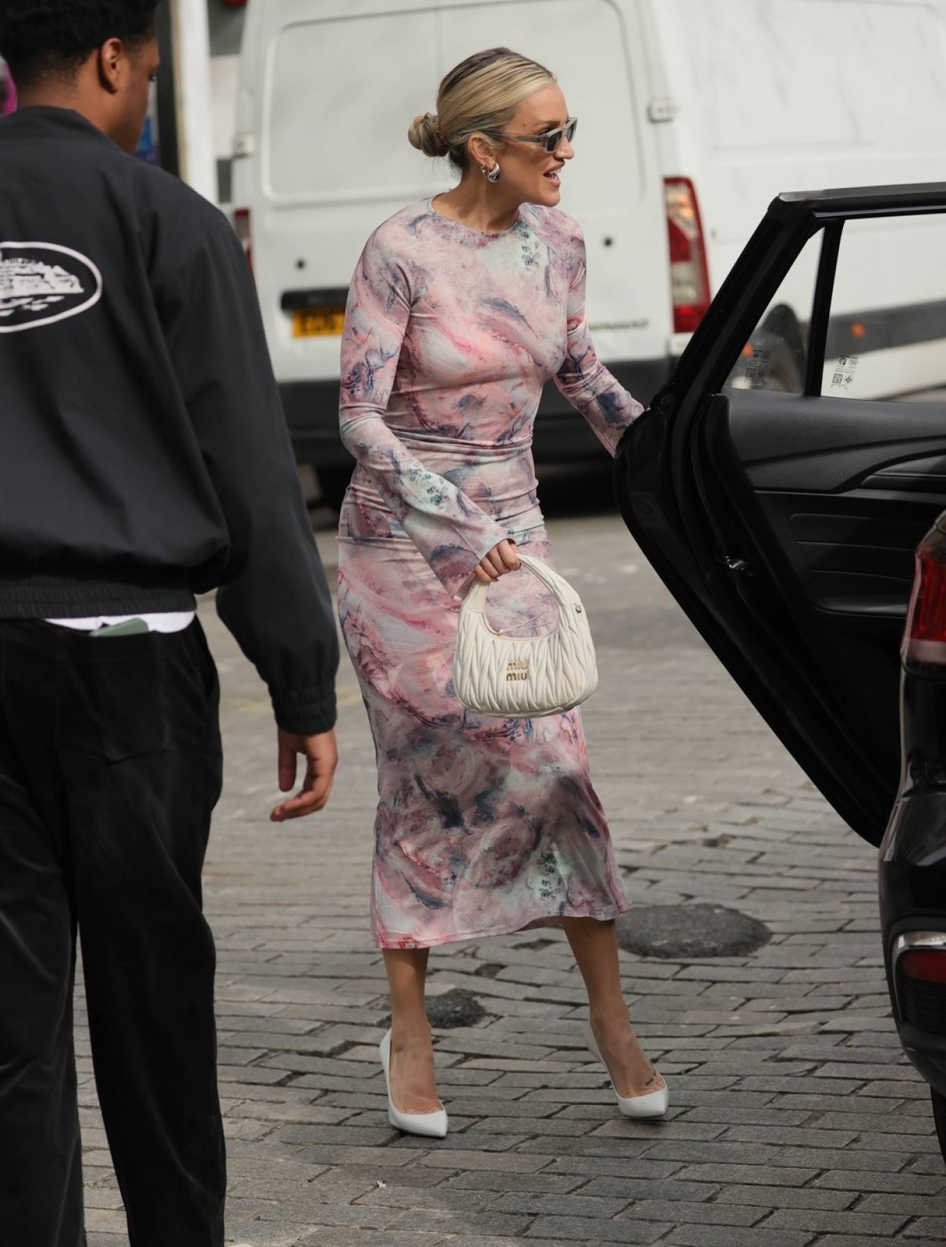 Ashley Roberts 2024 : Ashley Roberts – Wearing a print dress at Heart radio in London-03
