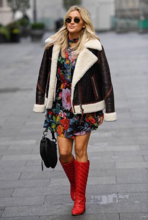 Ashley Roberts - Wearing mini dress while leaving the Global studio in London