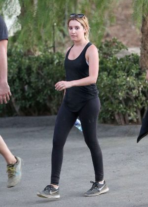 Ashley Tisdale in Tights at Early Morning Hike in Hollywood