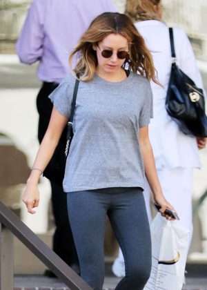 Ashley Tisdale in Tights Visits a Dermatologist in Beverly Hills