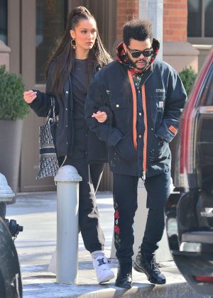 Bella Hadid and boyfriend The Weeknd - Leaving their apartment in New York