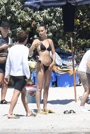 Bella Hadid in Bikini on the set of a photoshoot in Corsica Island