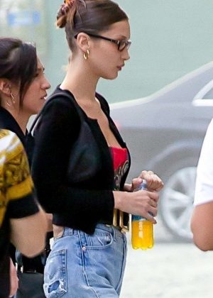 Bella Hadid in Jeans - Out in Milan