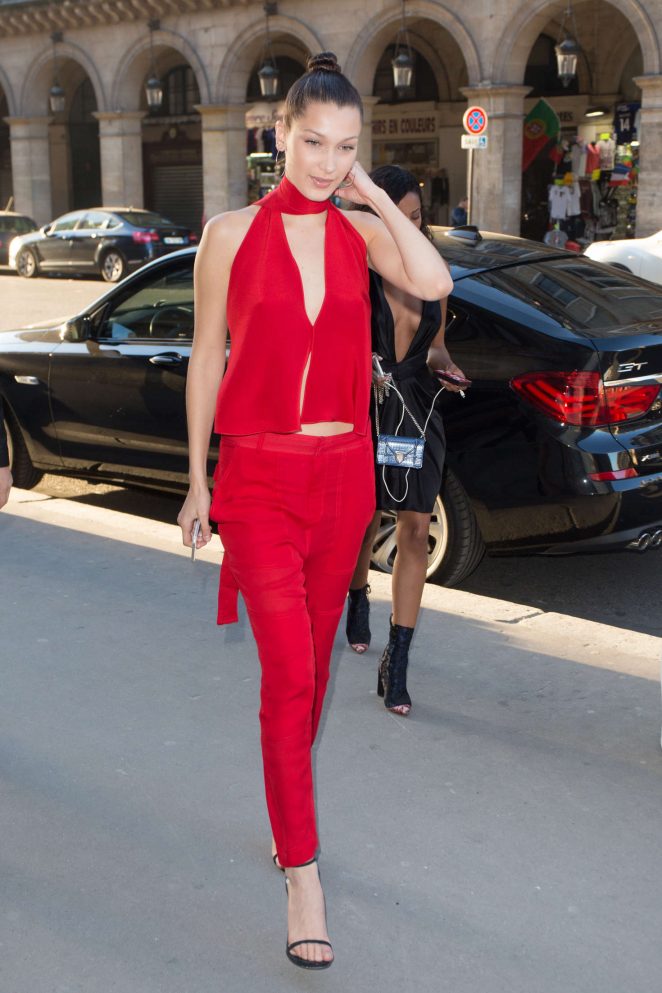 Bella Hadid in Red at Loulou Restaurant -11 – GotCeleb
