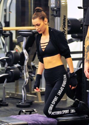 Bella Hadid in Sports Bra Leaving a gym in New York