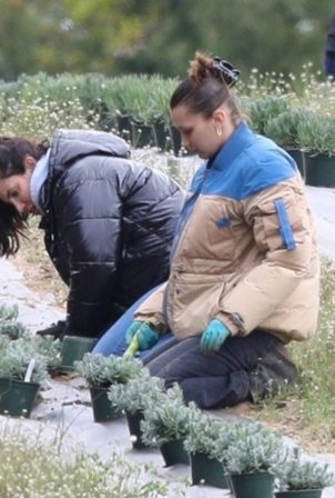 Bella Hadid - Planting herbs with her mom at a local family estate in New Hope