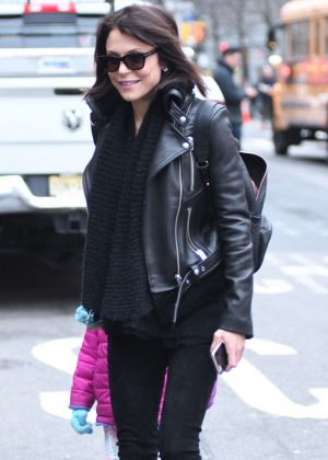 Bethenny Frankel in Leather Jacket out in New York