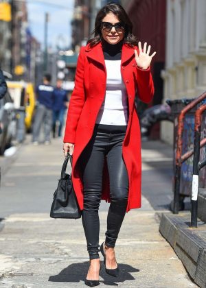 Bethenny Frankel in Red Coat Out in New York