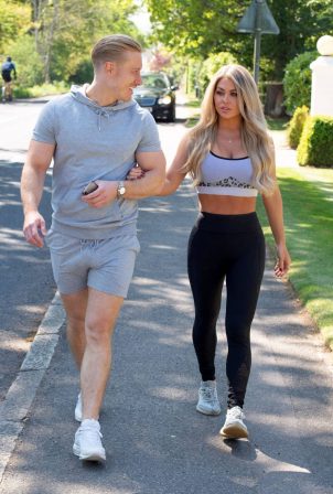Bianca Gascoigne in Crop Top and Kris Boyson - Out in Gravesend