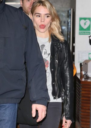 Billie Piper in Leather Jacket at Chris Evans Breakfast Show in London