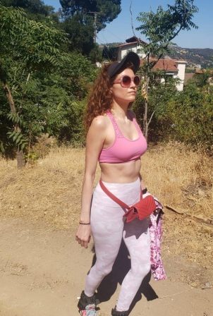 Blanca Blanco in Crop Top goes hiking in Malibu