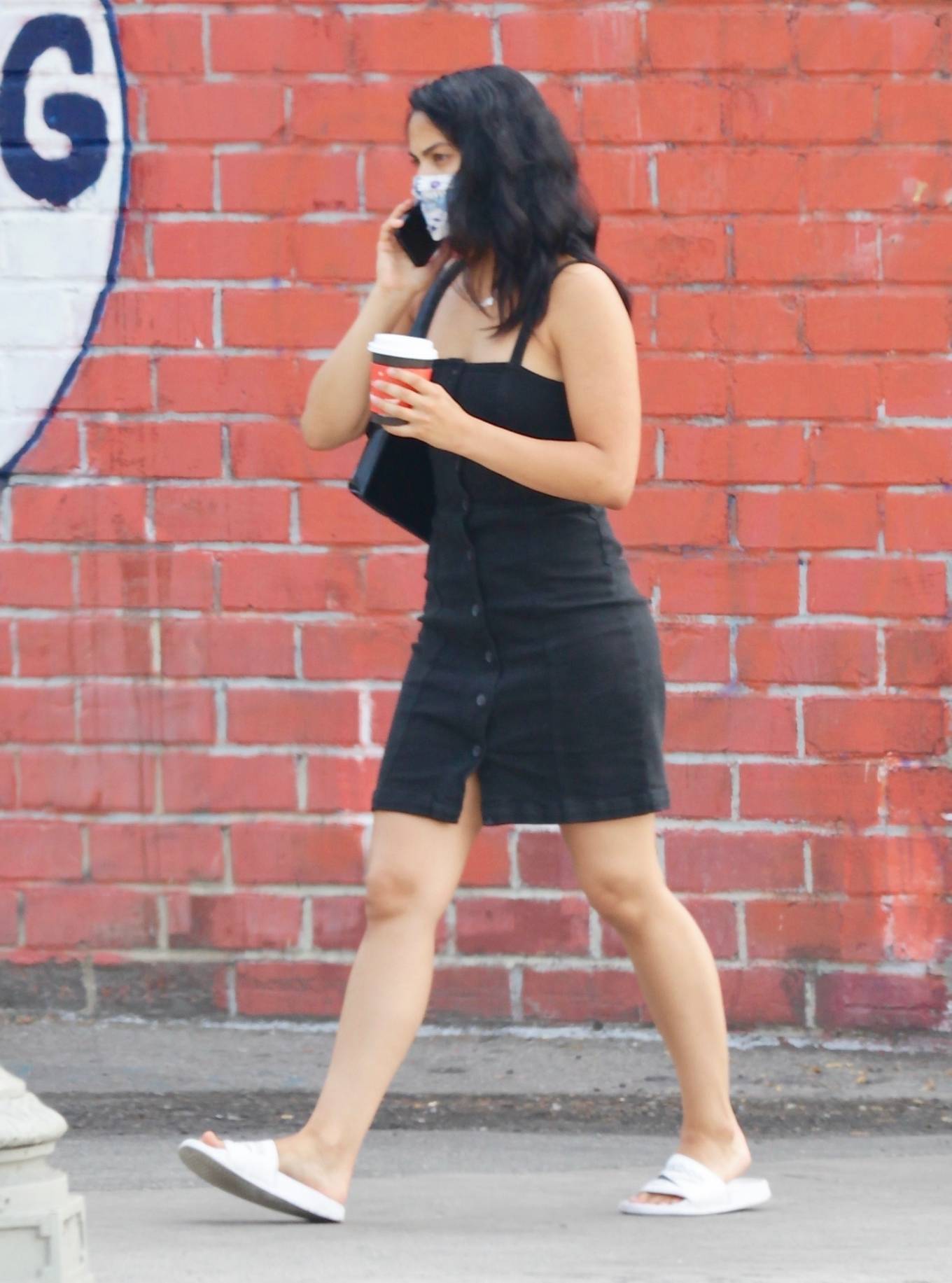 Camila Mendes in Mini Dress – Out for a coffee run in Los Angeles