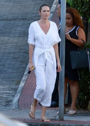Candice Swanepoel in White Jumpsuit - Out in Brazil