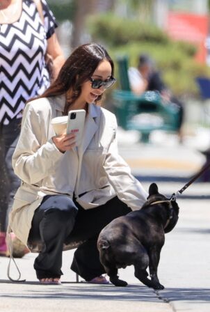 Cara Santana - Pictured with French Bulldog in West Hollywood