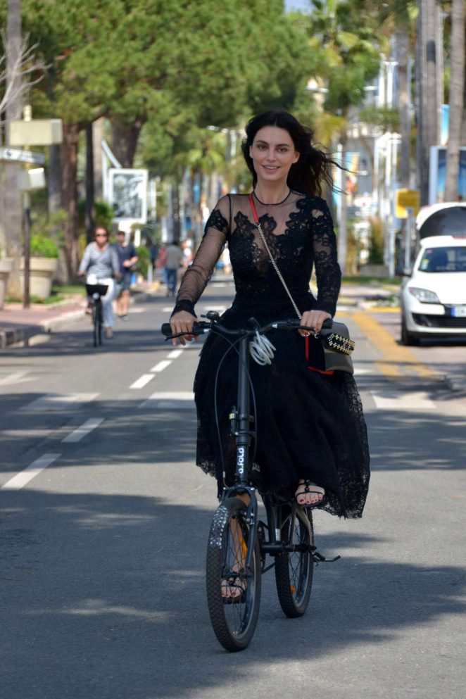 Catrinel Marlon - Riding her bike in Cannes