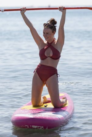 Chanelle Hayes - In a swimsuit paddling in Shallow Waters in Torremolinos