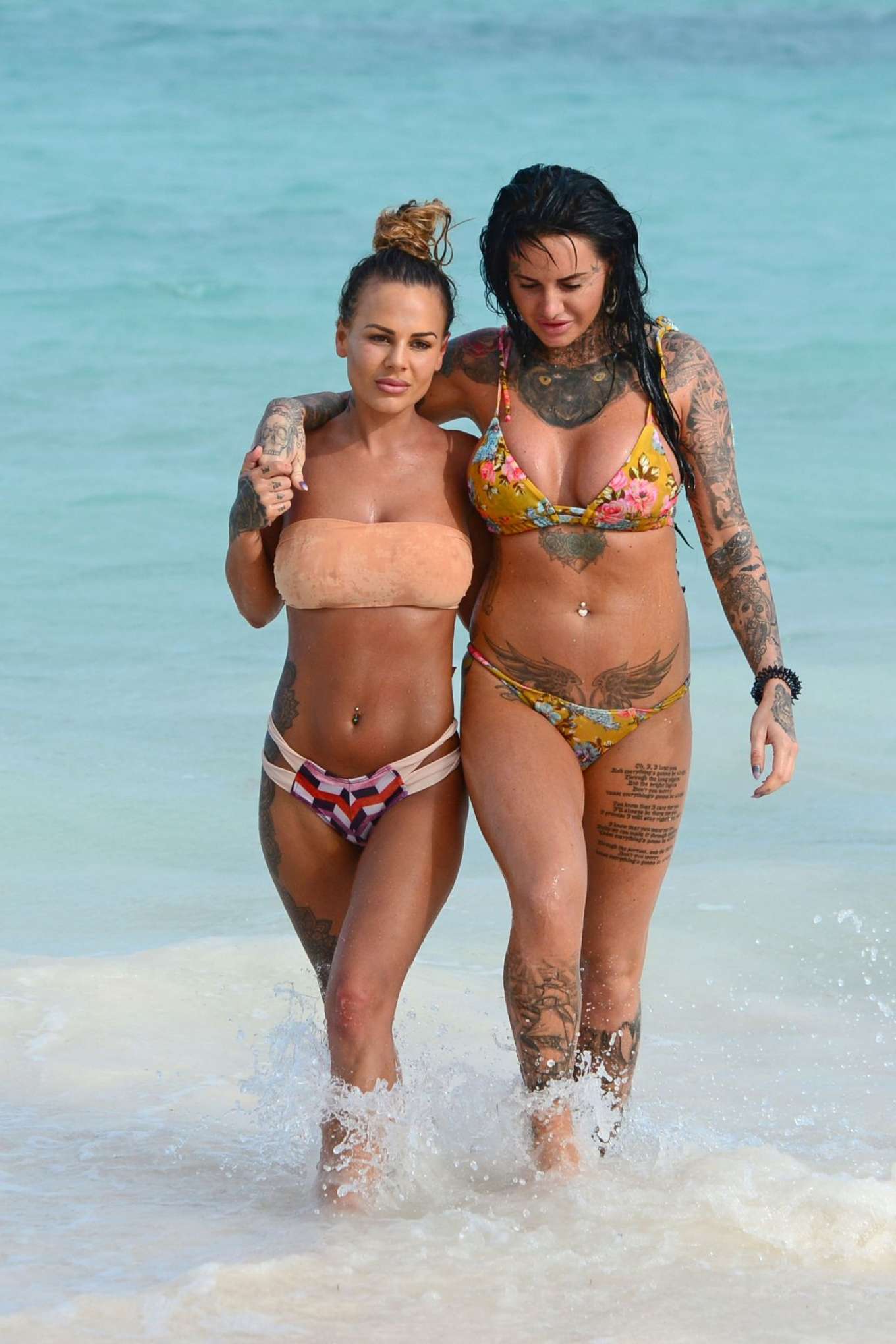 Chantelle Connelly and Jemma Lucy in Bikini at a Beach in Caribbean |  GotCeleb