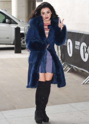 Charli XCX in Mini Skirt at BBC Radio 1 studios in London