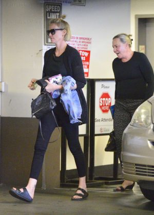 Charlize Theron with family out in Los Angeles
