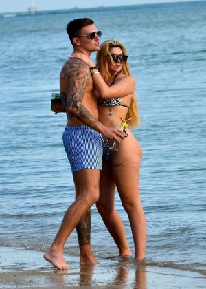 Chloe Ferry in Bikini with boyfriend at the beach in Thailand