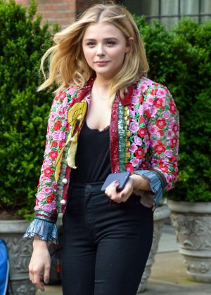 Chloe Moretz in Black Jeans Leaving her hotel in New York