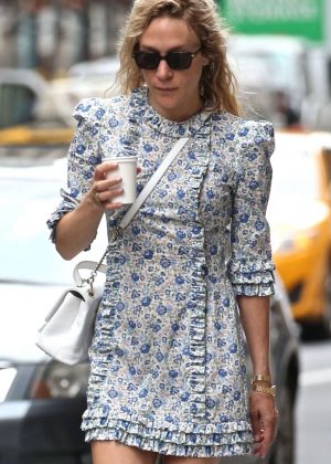 Chloe Sevigny in Blue Floral Dress in New York City