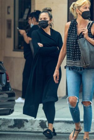 Chrissy Teigen - With a friend at Anastasia beauty salon and spa in Beverly Hills