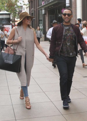 Chrissy Teigen with John Legend Shopping in Hollywood