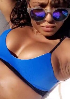 Christina Milian in Blue Bikini - Snapchat Pics