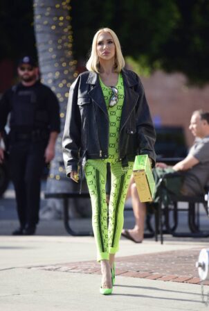 Christine Quinn - Rocks in a neon green Gucci outfit in Los Angeles