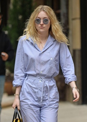 Dakota Fanning in Jumpsuit Out in NYC