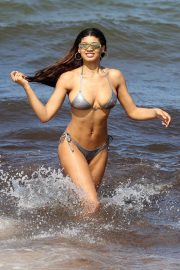 Danielle Herrington in Silver Bikini at the beach in Miami