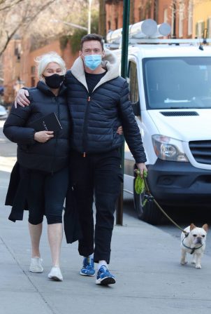 Deborra-Lee Furness - With Hugh Jackman seen walking their dog Dali in Manhattan