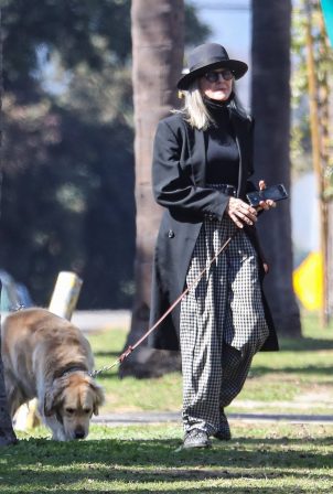 Diane Keaton - Taking her dog out for a walk in Santa Monica