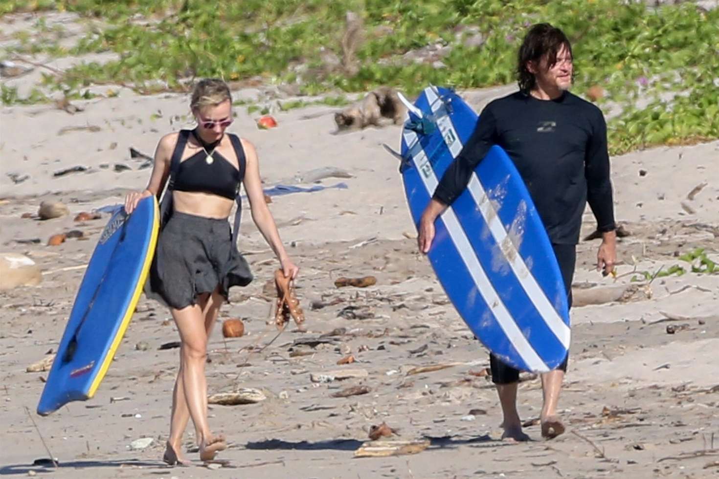 Diane Kruger and Norman Reedus on the beach in Costa Rica. 