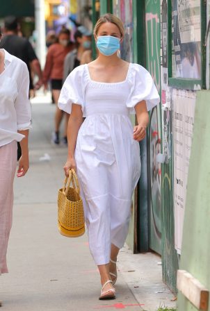 Dianna Agron - seen in white cotton dress in Soho in New York City