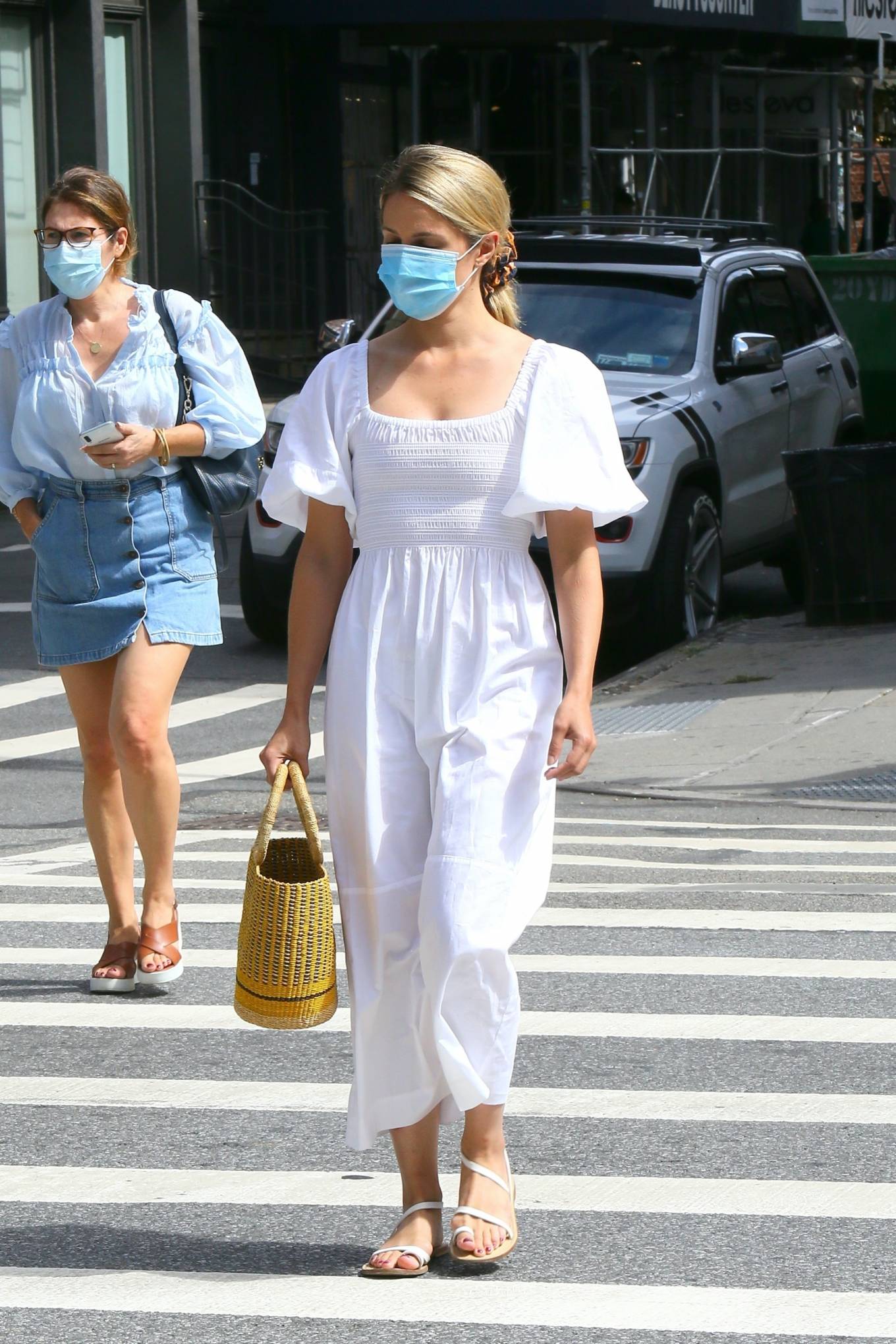 Dianna Agron – seen in white cotton dress in Soho in New York City