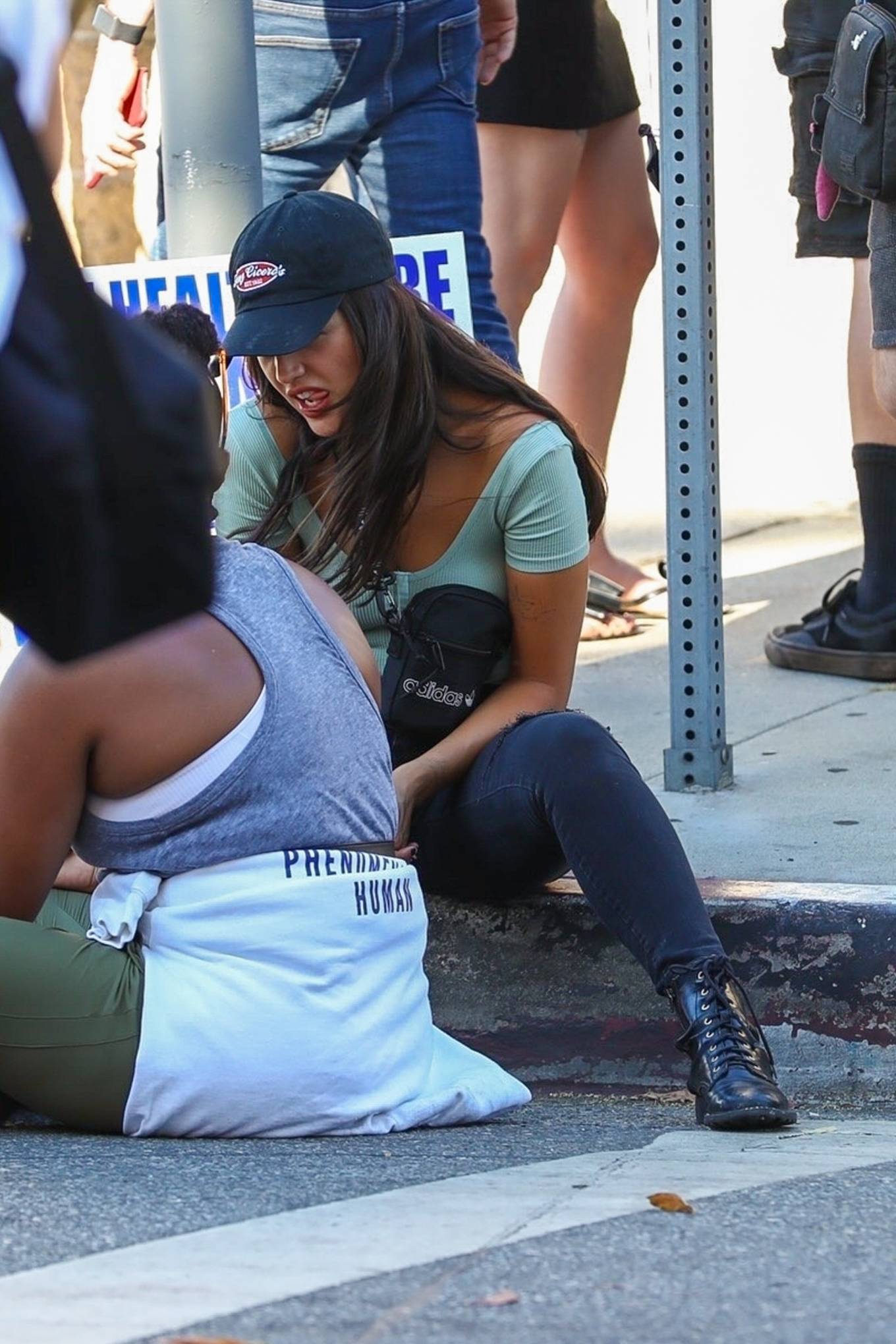 Eiza Gonzalez in Black Skinny Jeans at a protest in West Hollywood