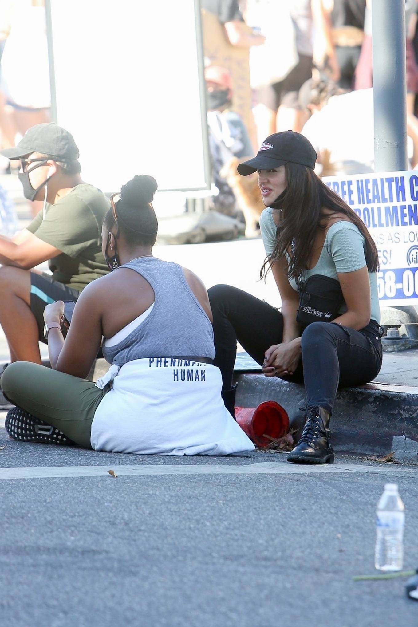 Eiza Gonzalez in Black Skinny Jeans at a protest in West Hollywood