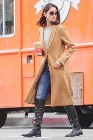 Eiza Gonzalez - Wearing a coat while out in LA