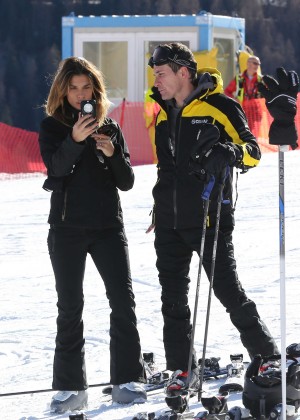 Elisabetta Canalis and Brian Perri Skiing in Cortina D'Ampezzo