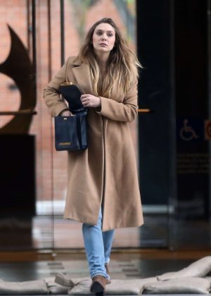 Elizabeth Olsen in Long Coat out in Los Angeles