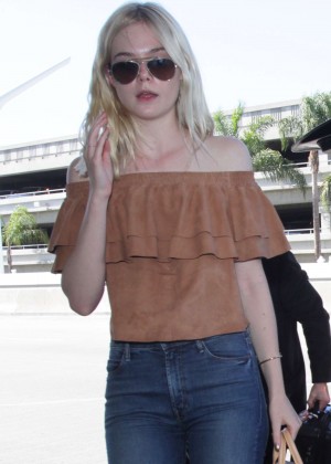 Elle Fanning - Arriving at LAX in LA