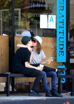 Ellen Page with Emma Portner at Cafe Gratitude in West Hollywood | GotCeleb