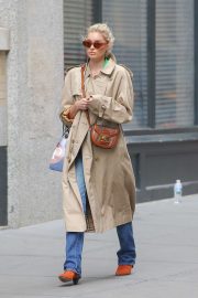 Elsa Hosk in Beige Coat - Out in NYC