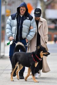 Emily Ratajkowski and Sebastian Bear-McClard - Walk their dog Colombo in New York