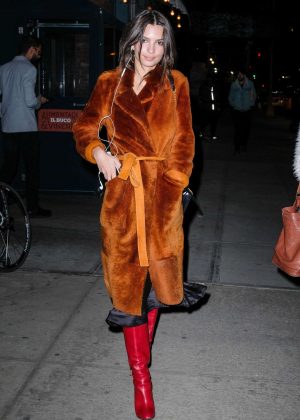 Emily Ratajkowski in Fur Coat out in NYC