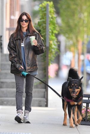 Emily Ratajkowski - On a dog walk in New York