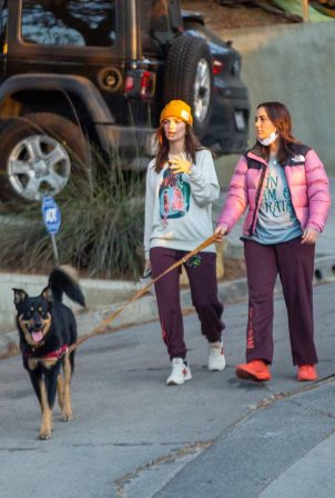 Emily Ratajkowski - Stroll with a friend and her dog in Los Angeles